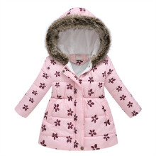 Cappotto invernale da bambina, giacca con cappuccio, parka con stampa floreale per bambini e bambine, giacca imbottita in cotone caldo con cappuccio