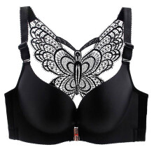 Plus Size Draadloze Beha met Volledige Bedekking, Voorsluiting Vlinderrug, Comfortabele Push-Up Beha voor Dagelijks Gebruik – Zwart, Geschikt voor