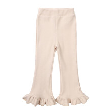 Pantalones acampanados de cintura alta elástica para niña Ediodpoh Tollder, pantalones casuales largos de campana para niñas, color beige, 6-7