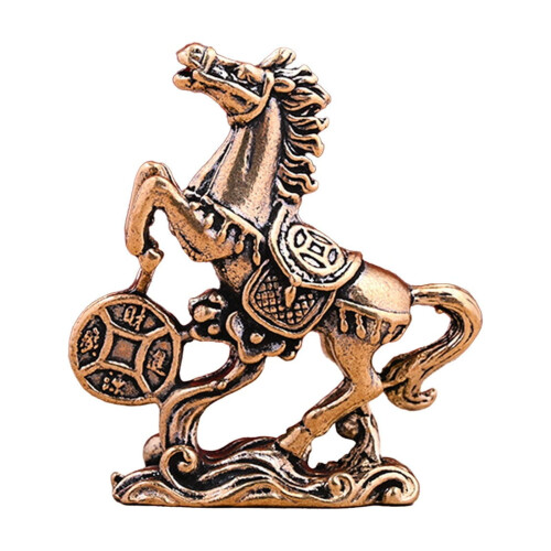 Brass Horse Statue Desktop Ornament 1.8in 1