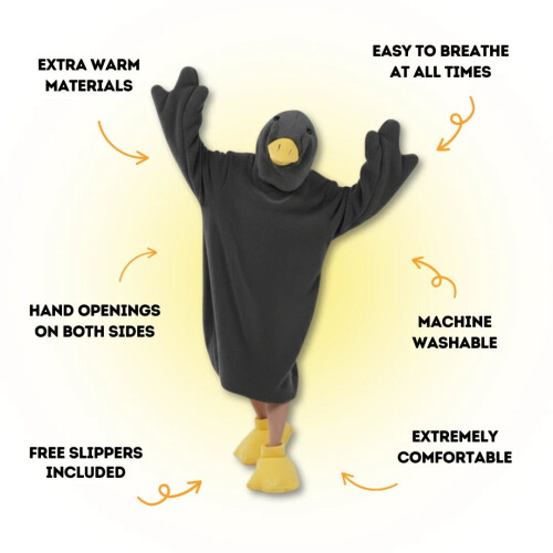 Goose Design Fleece Hettegenser Onesie Grå XL 1