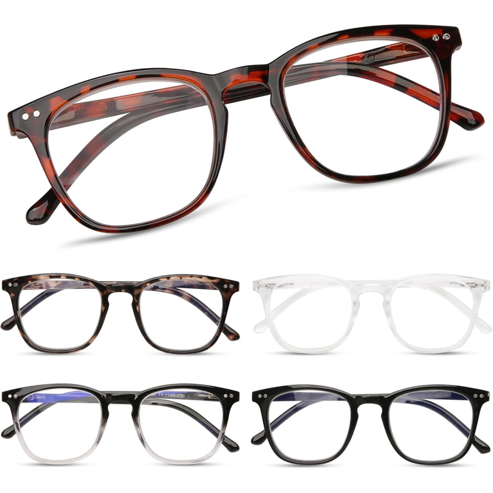 Blue/Light Reading Glasses For Women, Readers For Women, Fashion Pattern Print Computer Eyeglasses, Cheaters