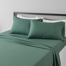 Ensemble de draps 4 pièces en microfibre ultra-douce, légère et respirante, facile d'entretien, avec poches profondes de 35,5 cm (14 pouces),