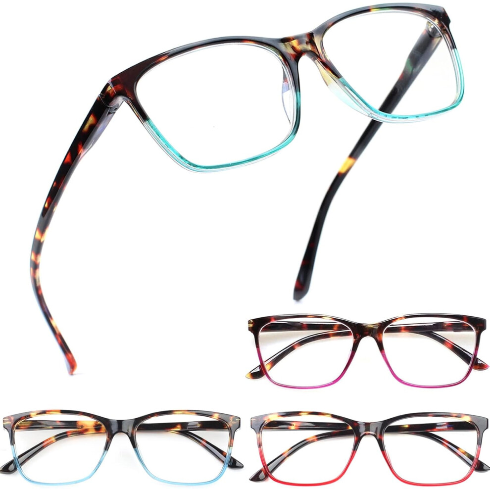 4 Pack Ladies Reading Glasses Blue Light Blocking Spring Hinge Readers Anti Eyestrain Computer Eyeglasses (Multicolor, 1.75)