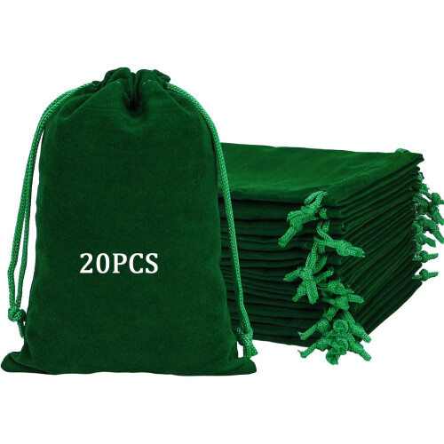 20 τεμάχια βελούδινες τσάντες με κορδόνια περίσφιξης, κόκκινες τσάντες δώρων 4x6