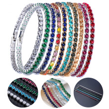 Opvise Chic Armbånd Rhinestone Delikat Utsøkt Flerfarget Glitrende Dress-up Betagende Tennisarmbånd Dame Håndleddssmykker for Kvinner
