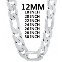 Massief 925 sterling zilveren halsketting voor mannen, klassieke 12 mm Cubaanse schakelketting, 18/20/22/24/26/28/30 inch, bedel, modieus sieraad,