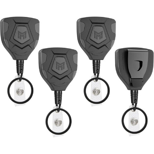 Breloc retractabil rezistent cu clemă pentru curea, pachet de 4