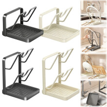 Organisateur de couvercles de casseroles en acier inoxydable avec bac de récupération et porte-spatule – Compatible avec les couvercles standard