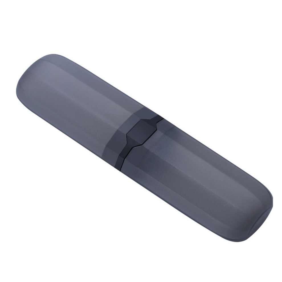 Black Travel Toothbrush Case With Toothpaste Holder, Compact Pp Material Toothbrush Holder