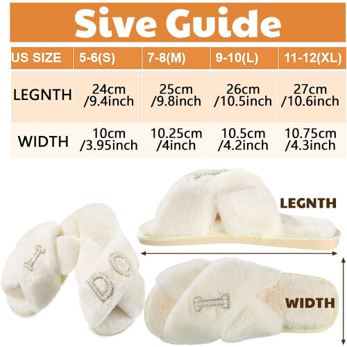 Pantoufles de mariée blanches en peluche, bout ouvert, 1 paire 1