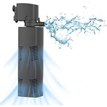 Filtro per piccoli laghetti e acquari da 100-200 galloni, pompa sommergibile da 420 GPH con filtrazione biochimica, compatibile con Crystal