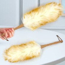 Plumeau en pure laine d'agneau de 48 cm avec manche en bois (lot de 2)