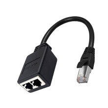 Adaptador divisor de cable de red RJ45, conector Ethernet de 1 macho a 2 hembras para una señal estable de alta velocidad en redes informáticas.