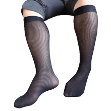 Transparente Herren-Anzugsocken aus Nylon-Spandex, die groß sind und hoch über die Wade reichen