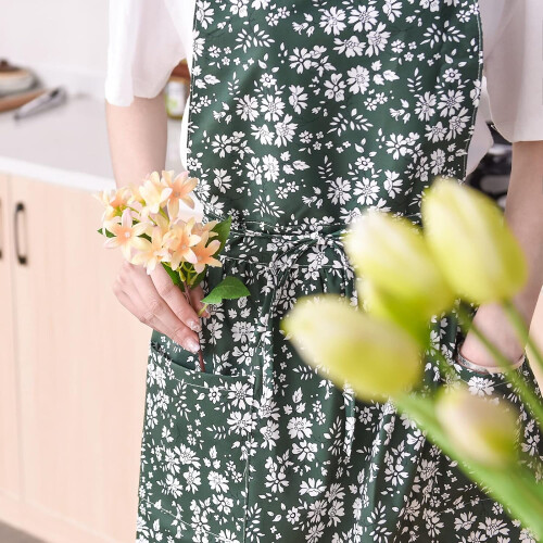Vintage φόρεμα με ποδιά Pinafore για γυναίκες με τσέπες, χαριτωμένες ποδιές σεφ με 2