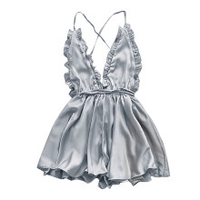 Sexy kanten lingerie voor dames 2025 V-hals sling camisole met ruches en satijnen details, pyjama/nachtjurk bordeauxrood