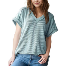 Damesblouse met korte mouwen, groen, maat XL