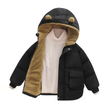 Casaco infantil de inverno, quente e liso, com capuz e orelhas de urso, para bebês e crianças de 12 a 18 meses.