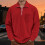 Shirts for Men Corduroy Long Sleeve Solid Collared Tops Zipper Pullover Textured Sweatshirt 2