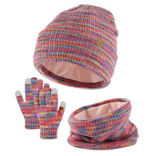 Ensemble bonnet et gants d'hiver pour enfants avec moufles tactiles et cache-cou â Convient aux enfants de 3 Ă 14 ans