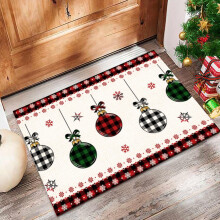 Tapete de Natal para Porta de Entrada, Tapete de Natal em Veludo Cristal para Decoração de Natal, Ideal para Varanda, Cozinha, Casa de Campo e Hall