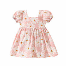Niedliche Kleider für Kleinkinder (6 Monate bis 3 Jahre) – Baumwollkleid, Sommerkleid mit Gänseblümchenmuster, Rundhalsausschnitt, kurze Ärmel,