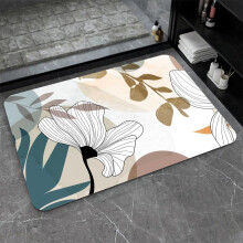 Tappetino da bagno in terra diatomacea, con motivo astratto di foglie e fiori tropicali, antiscivolo, super assorbente, ad asciugatura rapida,