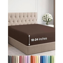 Drap-housse blanc King à poches extra profondes 45 à 60 cm