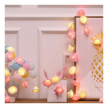 Acessórios para festa: Cordão de luzes LED em formato de rosa, com aparência realista, alimentado por bateria, ideal para o Dia dos Namorados.