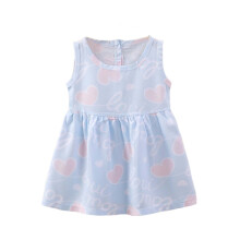 Toddler Girls Dresses, Baby Girl Clothes, Baby Girls Summer Printed Sleeveless Round Neck Dress, Light Blue A, 24-36 Months
