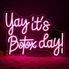 Letreiro de LED rosa "Viva o Dia do Botox!" com conexão USB e interruptor de intensidade ajustável para decoração de parede, quarto de meninas e