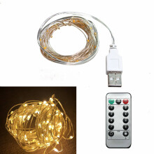 Cordão de luzes de Natal em fio de cobre, seguro e à prova d'água (amarelo, 1000 cm com controle remoto)
