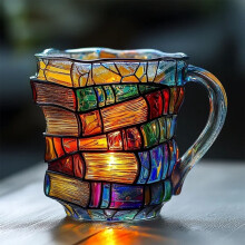 Caneca em formato de livro pintado em 3D – Caneca de café colorida em resina, presente exclusivo para leitores e bibliotecários (Estilo B)