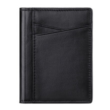 Cartera minimalista delgada de cuero con ventana para identificación y tarjetero para hombres y mujeres.