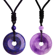 Collana di coppia con 2 cristalli, cordino regolabile, ciondolo chakra con quarzo naturale per la guarigione Reiki, gioielli portafortuna per amore e