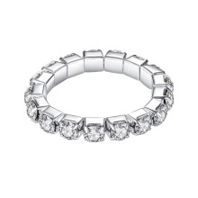Anello impilabile con strass e zirconi cubici per donna – Fascia elastica argentata, gioiello scintillante per pollice/mignolo, adatto per tutti i