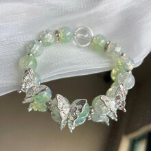Koreaanse roze kristallen bloemen vlinder hanger kralen armband voor dames.