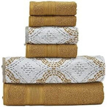 Capri 6-teiliges Wendehandtuch-Set aus garngefärbtem Jacquard – Bade-, Hand- und Waschlappen – Super saugfähig, schnelltrocknend, 100 %