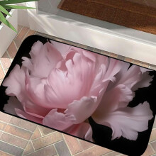 Tappeto quadrato in feltro con fiori rosa per interni ed esterni, ideale per l'ingresso di casa, con decorazioni autunnali. 19,68*39,37 pollici.