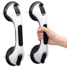 2er-Pack 30 cm lange Duschgriffe mit Saugnapf für Senioren, abnehmbarer Sicherheitsgriff ohne Bohren, kompatibel mit Badewanne und Dusche, Schwarz