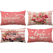 Housses de coussin pour la Saint-Valentin, 30 x 50 cm, coton et lin, ensemble