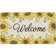 Tappetini di benvenuto Nutksea per esterni - Zerbino d'ingresso interno con motivo floreale a girasoli in stile rustico 17" x 30"