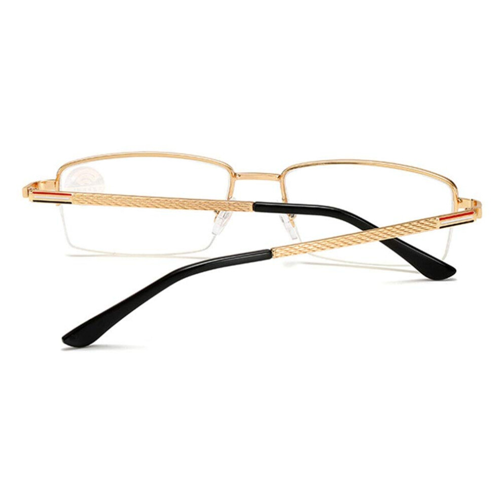 Half Frame Reading Glasses 2.50X Magnification Gold Anti Blue Light Lens Unisex