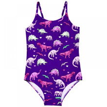 Maiô infantil feminino de uma peça com estampa de unicórnio, modelo esportivo com alças no pescoço, ideal para praia e banhos de 2 a 8 anos.