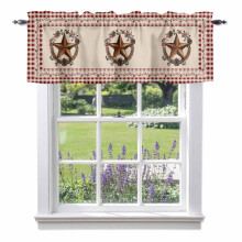 Cortina Western Star Country Berry Wreath, com bolso para varão, 137 x 46 cm, xadrez vermelho búfalo, para cozinha, quarto, banheiro e sala de