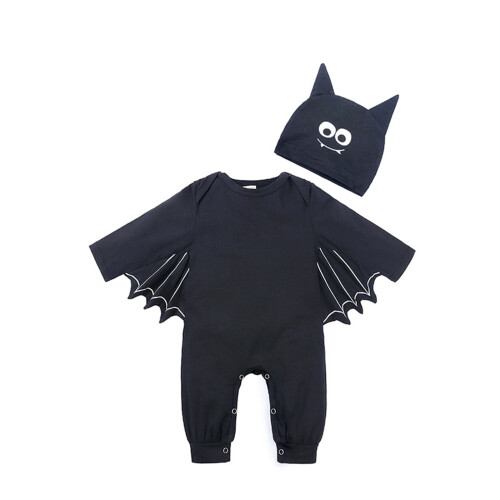 Baby Bat My First Halloween Outfit Μακρυμάνικη Ολόσωμη Φόρμα με Καπέλο 2
