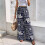 Γυναικείο Ελαστικό Ψηλόμεσο Παντελόνι Palazzo Casual με Στάμπα, Ίσιο, Μακρύ, Ριχτό 2