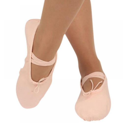 Damesballetschoenen van stretchcanvas met gesplitste zool, roze2 1