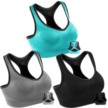 Set van 3 sportbeha's voor dames met racerback, geschikt voor intensieve workouts zoals yoga, fitness en andere activiteiten.